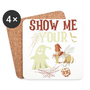 Montrez-moi votre costume d’Halloween Ghost Bee - Dessous de verre (lot de 4) - blanc - Devant