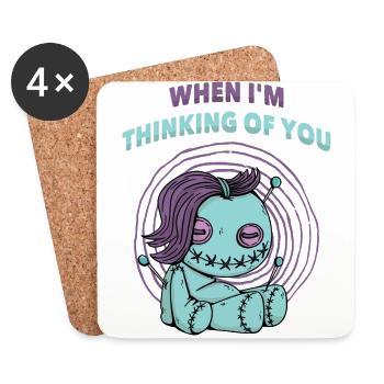 When I'm Thinking Of You Voodoo Doll Halloween - Coasters (set of 4) - white - Front