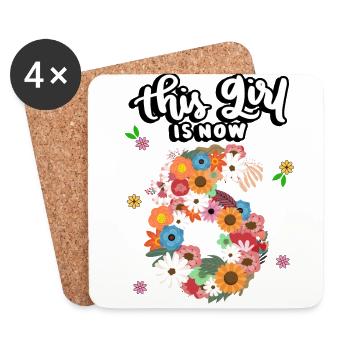 Dieses Mädchen Ist Jetzt 6 Bunte Blumen 6. - Untersetzer (4er-Set) - Weiß - Vorne