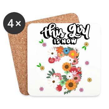 Cette fille est maintenant 3 fleurs colorées 3. - Dessous de verre (lot de 4) - blanc - Devant