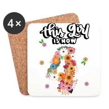Dieses Mädchen Ist Jetzt 4 Bunte Blumen 4. - Untersetzer (4er-Set) - Weiß - Vorne