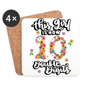 This Girl Is Now 10 Double Digits Floral - Coasters (set of 4) - white - Front