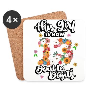 This Girl Is Now 13 Double Digits Floral - Coasters (set of 4) - white - Front