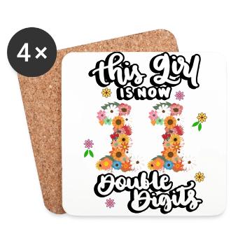 This Girl Is Now 11, Double Digits Floral - Coasters (set of 4) - white - Front
