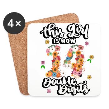 This Girl Is Now 14 Double Digits Floral - Coasters (set of 4) - white - Front