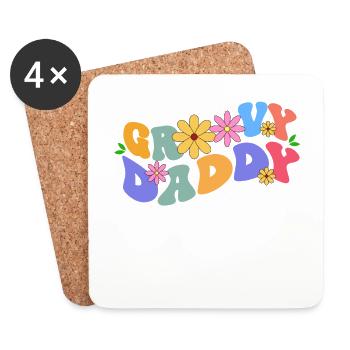 Groovy Daddy Bloom Floral Theme Colorful Leisure - Coasters (set of 4) - white - Front