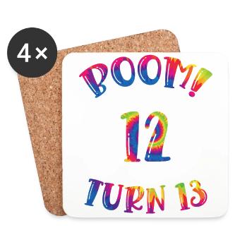 Boom Je viens d’avoir 12 ans mais j’ai hâte d’avoir 13 ans - Dessous de verre (lot de 4) - blanc - Devant