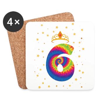 6ème anniversaire Krone | | d’anniversaire sur le thème de Tie Dye - Dessous de verre (lot de 4) - blanc - Devant