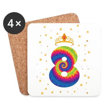 8th birthday Krone | Tie Dye Themed Birthday | - Coasters (set of 4) - white - Front