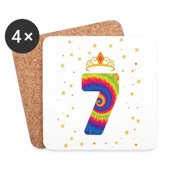 7ème anniversaire Krone | | d’anniversaire sur le thème de Tie Dye - Dessous de verre (lot de 4) - blanc - Devant