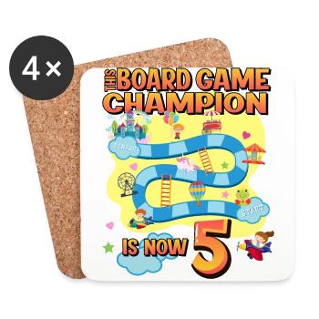 Dieses Brettspiel Champion Ist Jetzt 5 | - Untersetzer (4er-Set) - Weiß - Vorne