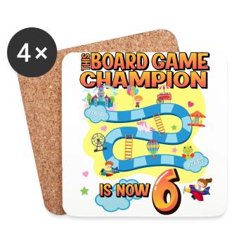 Dieses Brettspiel Champion Ist Jetzt 6 | - Untersetzer (4er-Set) - Weiß - Vorne