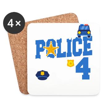 This little cop is now 4 years old, 4 - Coasters (set of 4) - white - Front