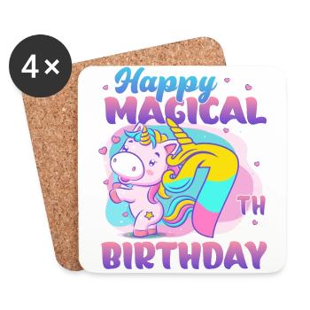 Happy 7th Birthday Unicorn - Coasters (set of 4) - white - Front
