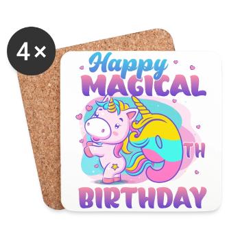 Joyeux 9ème anniversaire Unicorn Pony - Dessous de verre (lot de 4) - blanc - Devant