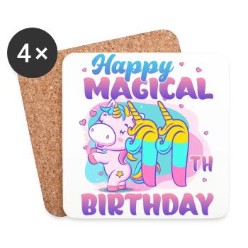Joyeux 11ème anniversaire Unicorn Pony - Dessous de verre (lot de 4) - blanc - Devant