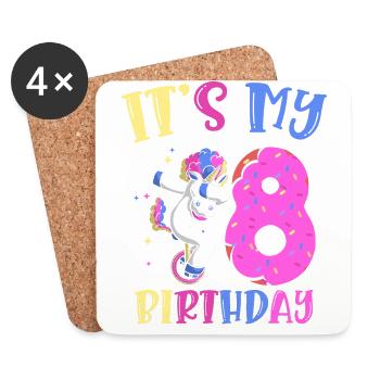 It's my 8 birthday popping unicorn pony 8. - Coasters (set of 4) - white - Front