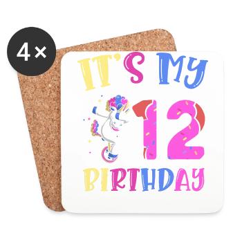It's my 12 birthday Dabbing Unicorn Pony 12. - Coasters (set of 4) - white - Front