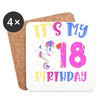 Es Ist Mein 18. Geburtstag Dabbing Unicorn Pony - Untersetzer (4er-Set) - Weiß - Vorne