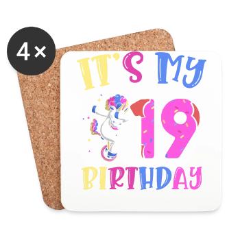 It's my 19 birthday dabbing unicorn pony - Coasters (set of 4) - white - Front