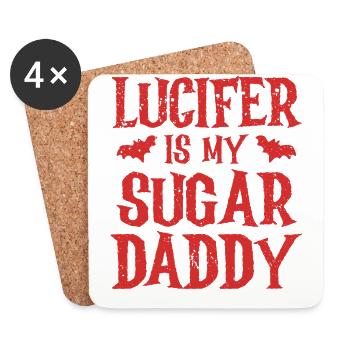 Lucifer Is My Sugar Daddy Spooky Halloween - Coasters (set of 4) - white - Front
