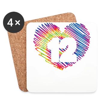 12e anniversaire Heart Tie Dye | Tie Dye sur le thème - Dessous de verre (lot de 4) - blanc - Devant