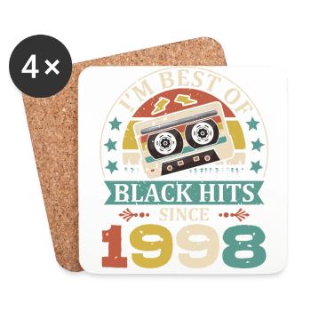 Je suis best of black hits depuis 1998 Cassette - Dessous de verre (lot de 4) - blanc - Devant