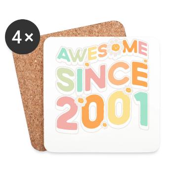 Fantastic Since 2001 flower theme - Coasters (set of 4) - white - Front