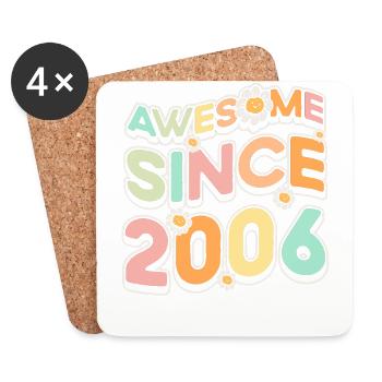 Fantastic Since 2006 Flower Theme - Coasters (set of 4) - white - Front