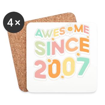 Fantastic Since 2007 Flower theme - Coasters (set of 4) - white - Front