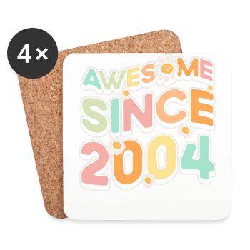 Fantastic Since 2004 Flower Theme Flowers - Coasters (set of 4) - white - Front