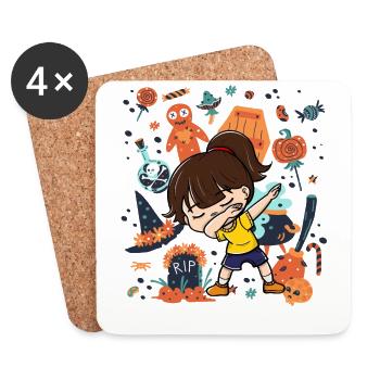 Funny Dabbing Girl Kid Spooky Dekorationen - Untersetzer (4er-Set) - Weiß - Vorne