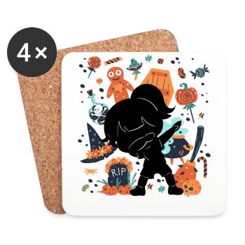 Lustiges Mädchen Kind Silhouette Spooky - Untersetzer (4er-Set) - Weiß - Vorne
