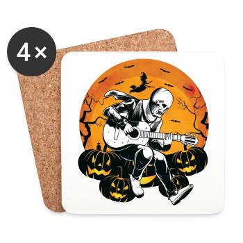 Spooky Solo Musician Guitarist Shadow Pumpkins - Coasters (set of 4) - white - Front