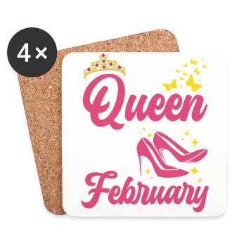 A queen was born in February all the best - Coasters (set of 4) - white - Front