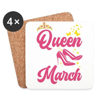 A queen was born in March all the best to - Coasters (set of 4) - white - Front