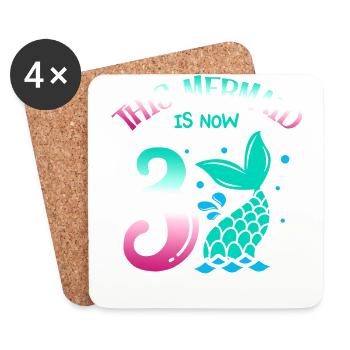 This Mermaid Is Now 3, Fairytale 3. - Coasters (set of 4) - white - Front