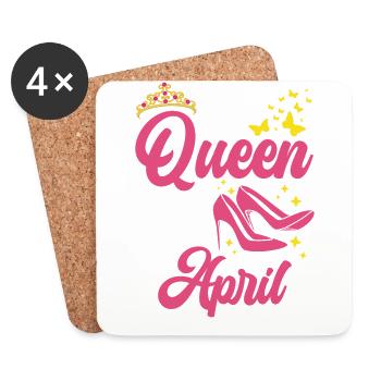 A queen was born in April all the best to - Coasters (set of 4) - white - Front