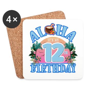 Aloha Es Ist Mein 12. Geburtstag Kokosnuss - Untersetzer (4er-Set) - Weiß - Vorne