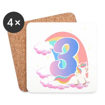 3 Licorne Rainbow Clouds Little Pony 3. - Dessous de verre (lot de 4) - blanc - Devant
