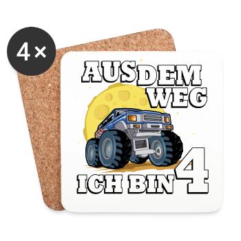 Aus Dem Weg Ich Bin 4 Truck-themed 4th Birthday - Untersetzer (4er-Set) - Weiß - Vorne