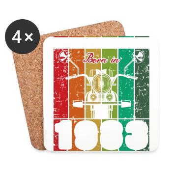 Best Of 80's Born 1983 Classic Motorcycle - Coasters (set of 4) - white - Front