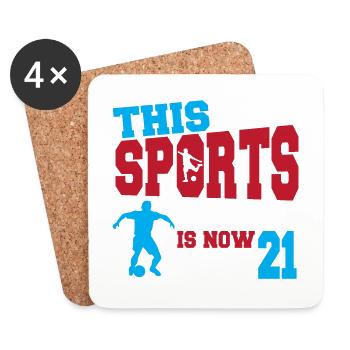 Cette légende du sport a maintenant 21 ans, match de football 21. - Dessous de verre (lot de 4) - blanc - Devant