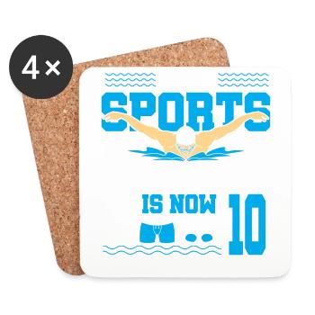 Cette légende du sport a maintenant 10 ans et nage vers - Dessous de verre (lot de 4) - blanc - Devant
