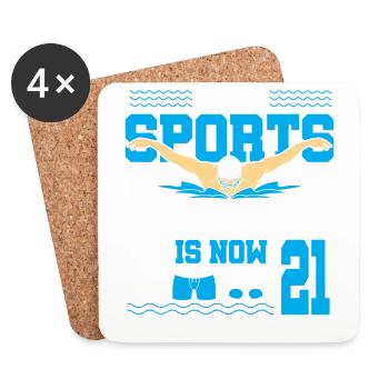 Diese Sportlegende Ist Jetzt 21 Und Schwimmt Zum - Untersetzer (4er-Set) - Weiß - Vorne