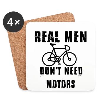 Fahr Rad, denn echte Männer brauchen keine Motoren - Untersetzer (4er-Set) - Weiß - Vorne