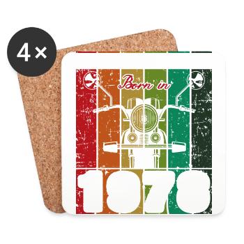 Best Of 70's Born 1978 Classic Motorcycle - Coasters (set of 4) - white - Front