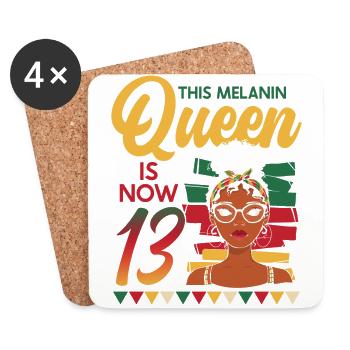 This melanin queen is now 13 years old, 13. - Coasters (set of 4) - white - Front