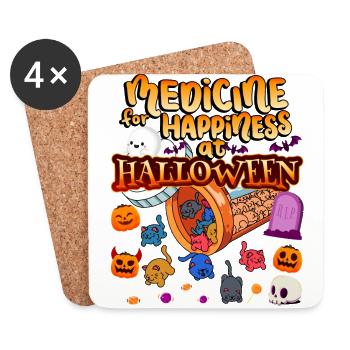 Médecine au bonheur sur Halloween Clowder Of - Dessous de verre (lot de 4) - blanc - Devant