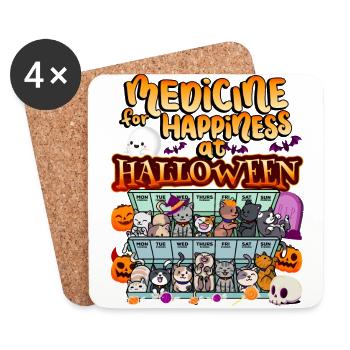 Médecine au bonheur sur Halloween Clowder Of - Dessous de verre (lot de 4) - blanc - Devant
